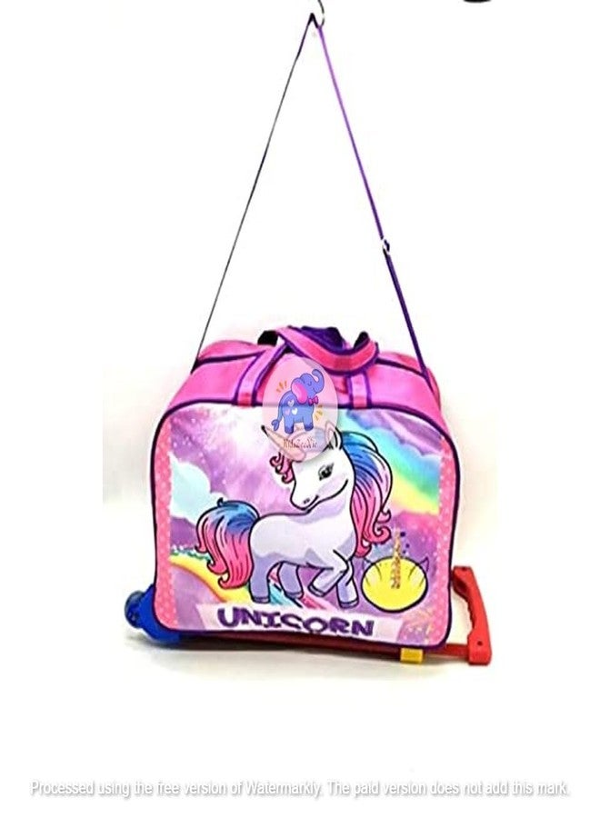 KidsZeeNie حقيبة سفر بعجلات من البوليستر من KidsZeeNie® مع مساحة تخزين كبيرة للأطفال والمراهقين | حقيبة سفر خفيفة الوزن ومقاومة للماء مزودة بعجلات دوارة 360 درجة | حقيبة ظهر مطبوعة للسفر الجوي والجولات السياحية (يونيكورن B) - Image 2